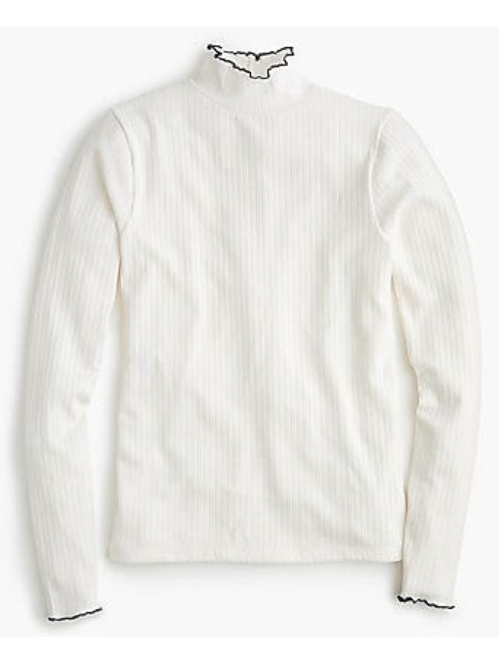 J. Crew Ribbed Contrast Trim Mock Neck Top Size M EUC